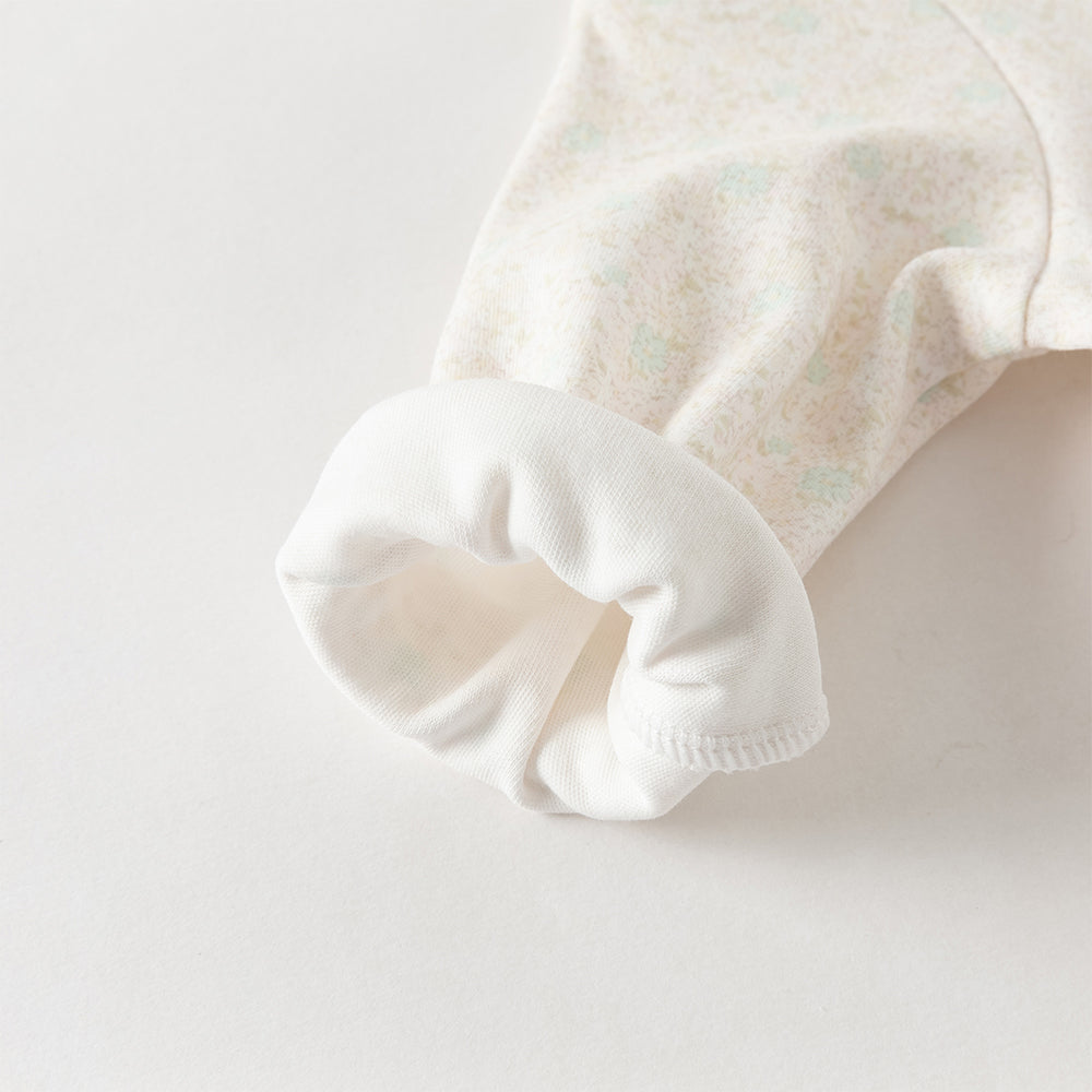 زي قطني مكون من قطعتين للبنات - رومبر بطبعة زهور مع فيست وردي مزخرف