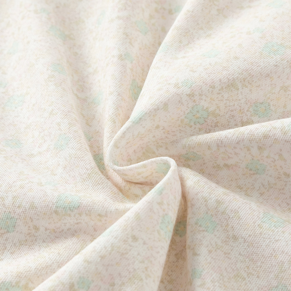 زي قطني مكون من قطعتين للبنات - رومبر بطبعة زهور مع فيست وردي مزخرف