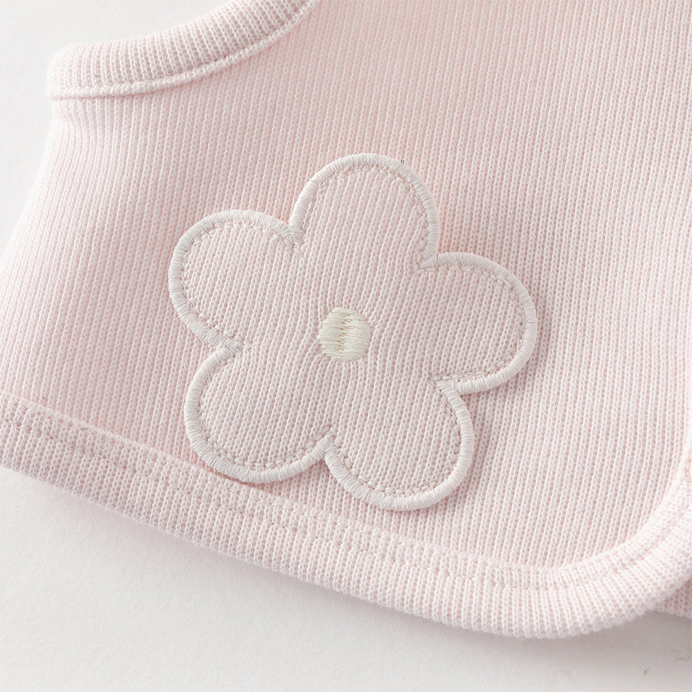 زي قطني مكون من قطعتين للبنات - رومبر بطبعة زهور مع فيست وردي مزخرف