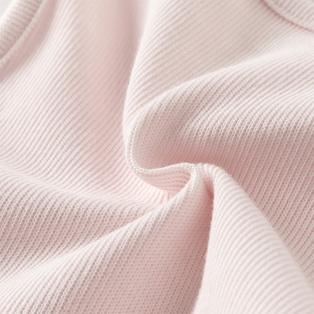 زي قطني مكون من قطعتين للبنات - رومبر بطبعة زهور مع فيست وردي مزخرف