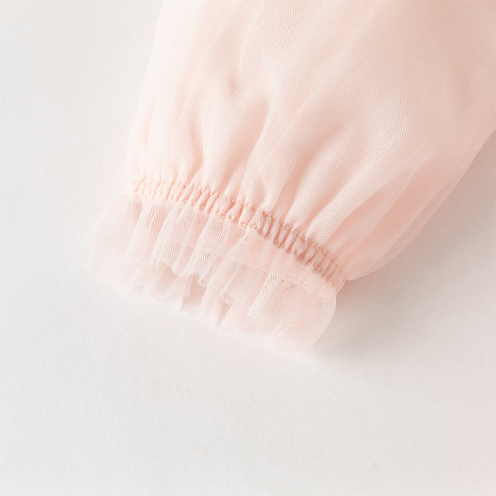 فستان بنات بأكمام طويلة من التول بطباعة زهرية، أسلوب صيني عصري