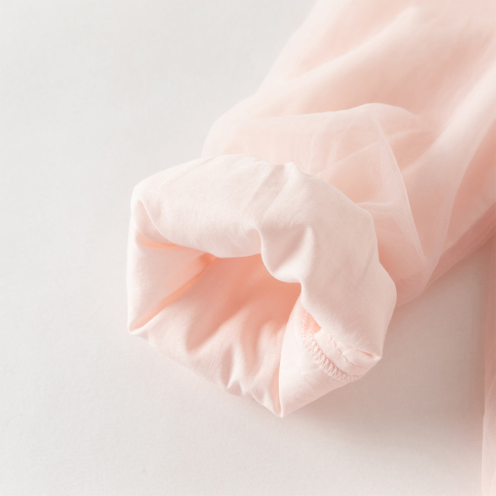 فستان بنات بأكمام طويلة من التول بطباعة زهرية، أسلوب صيني عصري