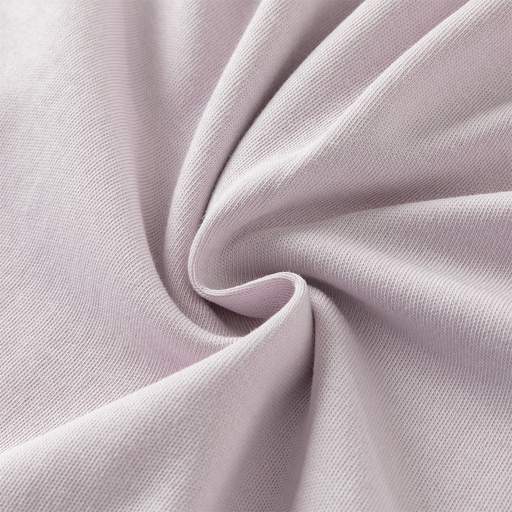 رومبر قطن مزيج رمادي بنفسجي للبنات - رومبر مزخرف بتطريز زهري مع حواف مكشكشة وإغلاق بأزرار