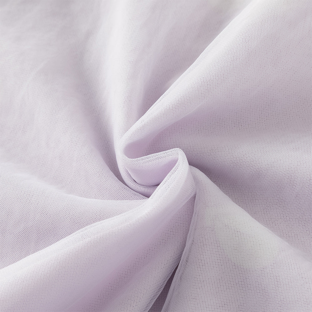 فستان تول بنفسجي طويل الأكمام للبنات، أنيق وعصري (يشمل قبعة)