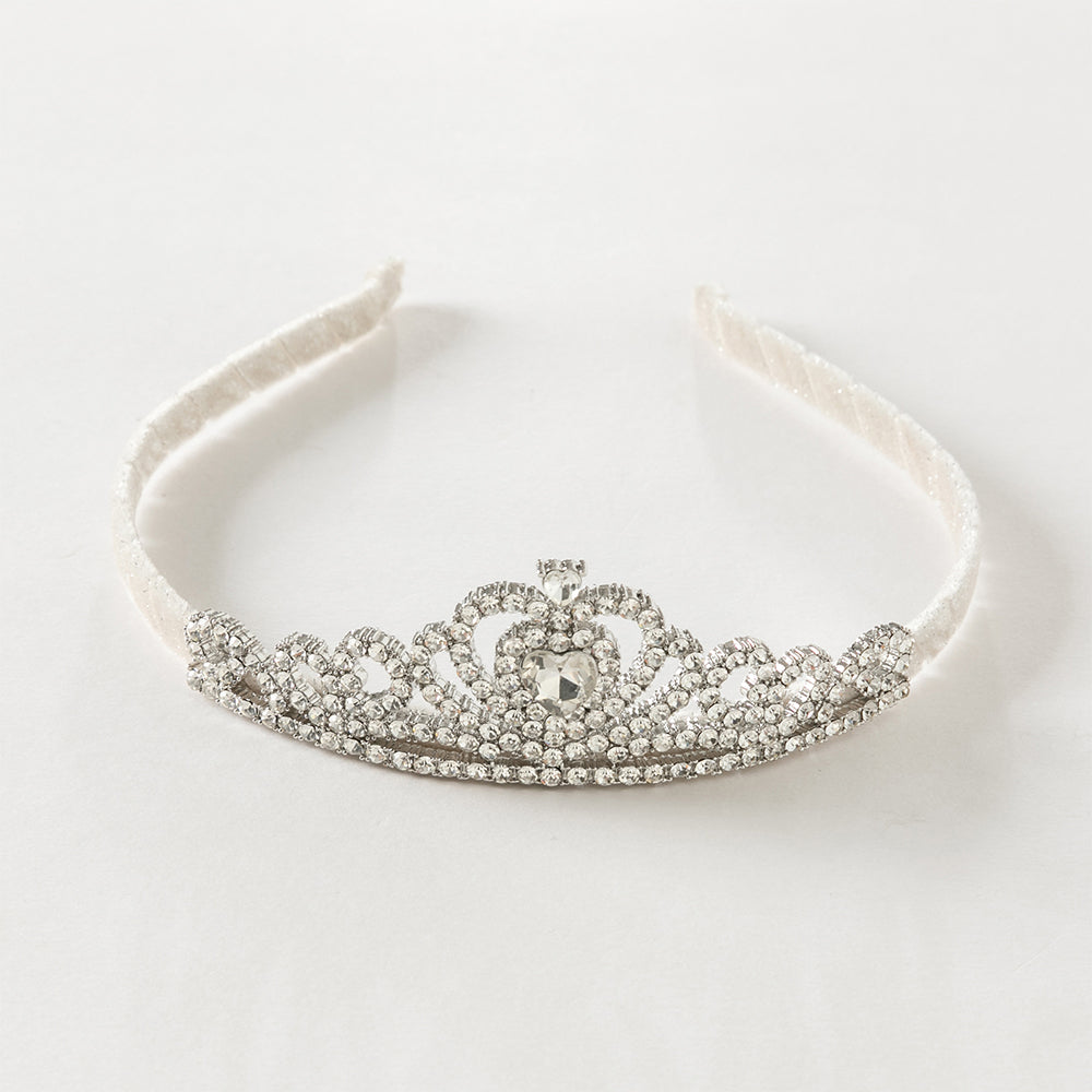 فستان بنات صغير وردي تيارا - إكسسوار شعر بتاج الأميرة مرصع بالأحجار