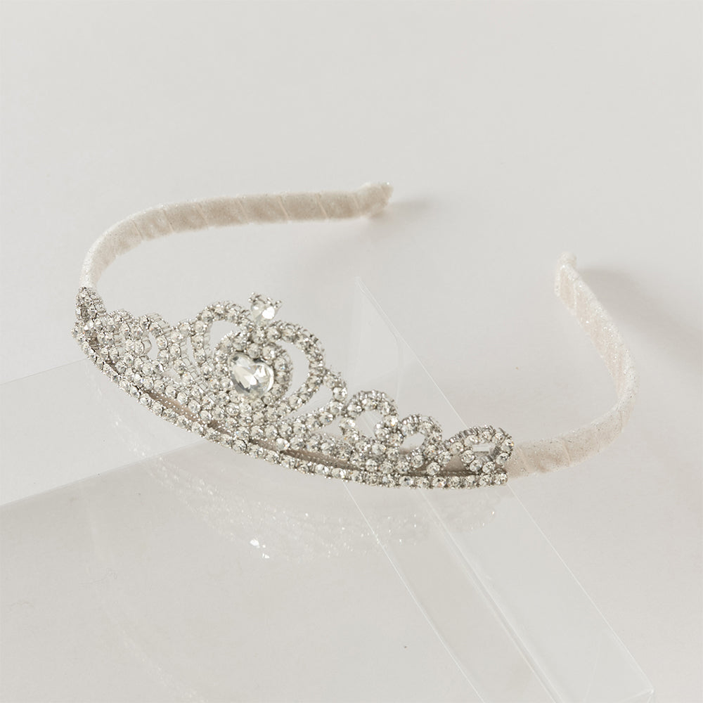 فستان بنات صغير وردي تيارا - إكسسوار شعر بتاج الأميرة مرصع بالأحجار