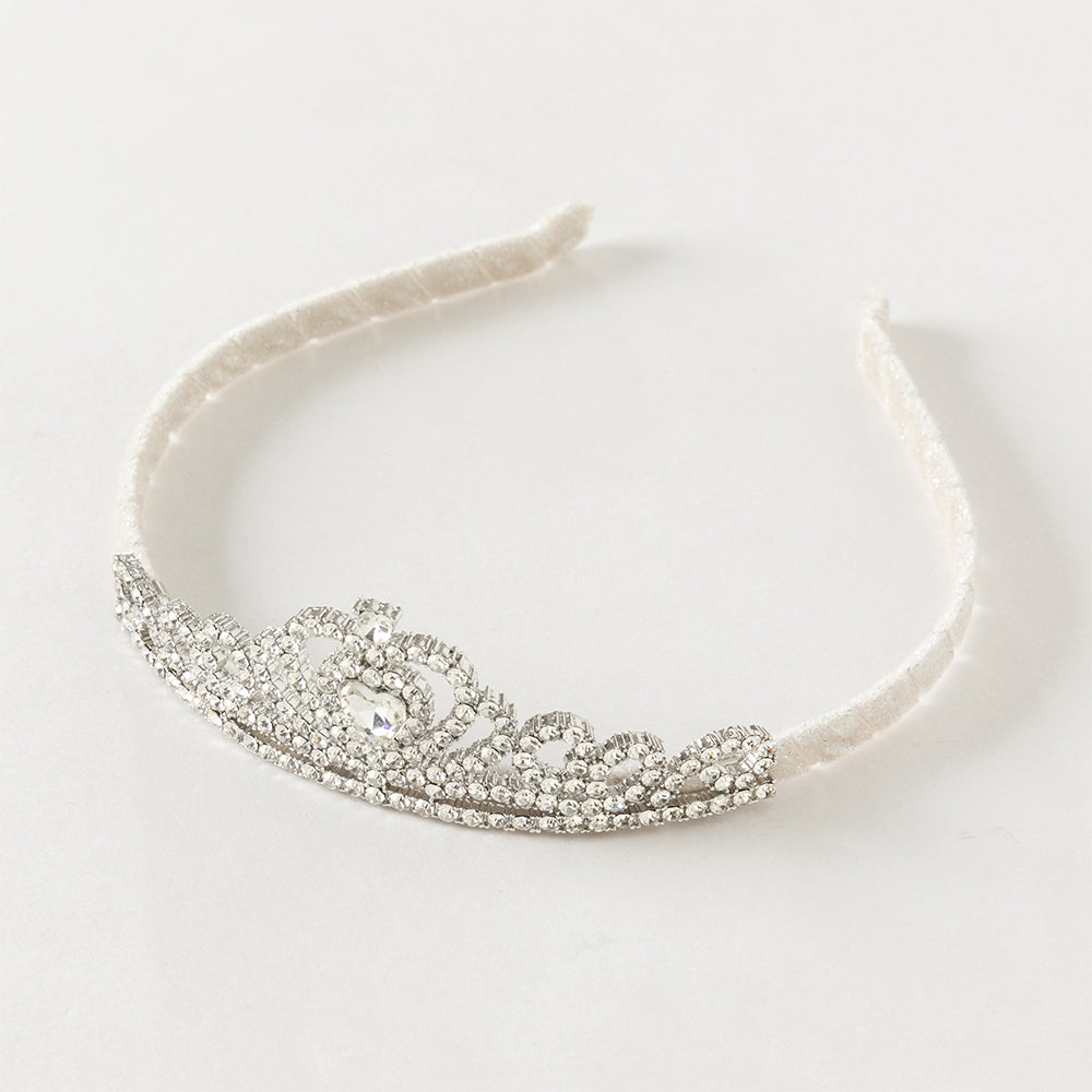 فستان بنات صغير وردي تيارا - إكسسوار شعر بتاج الأميرة مرصع بالأحجار