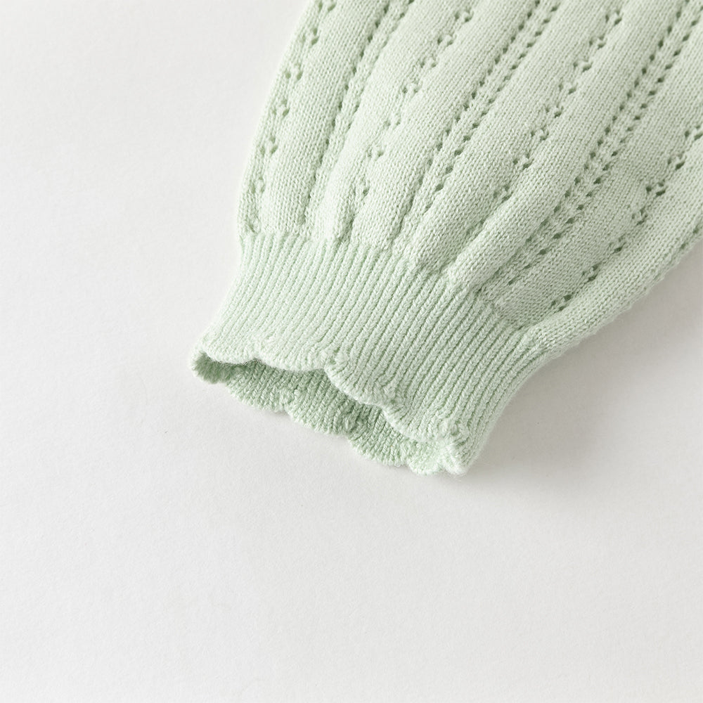 سترة كارديغان شبكية خضراء لطيفة ومتعددة الاستخدامات للبنات الصغيرات