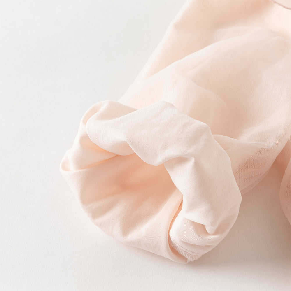 فستان بنات طويل الأكمام وردي من التول بأسلوب أميرة