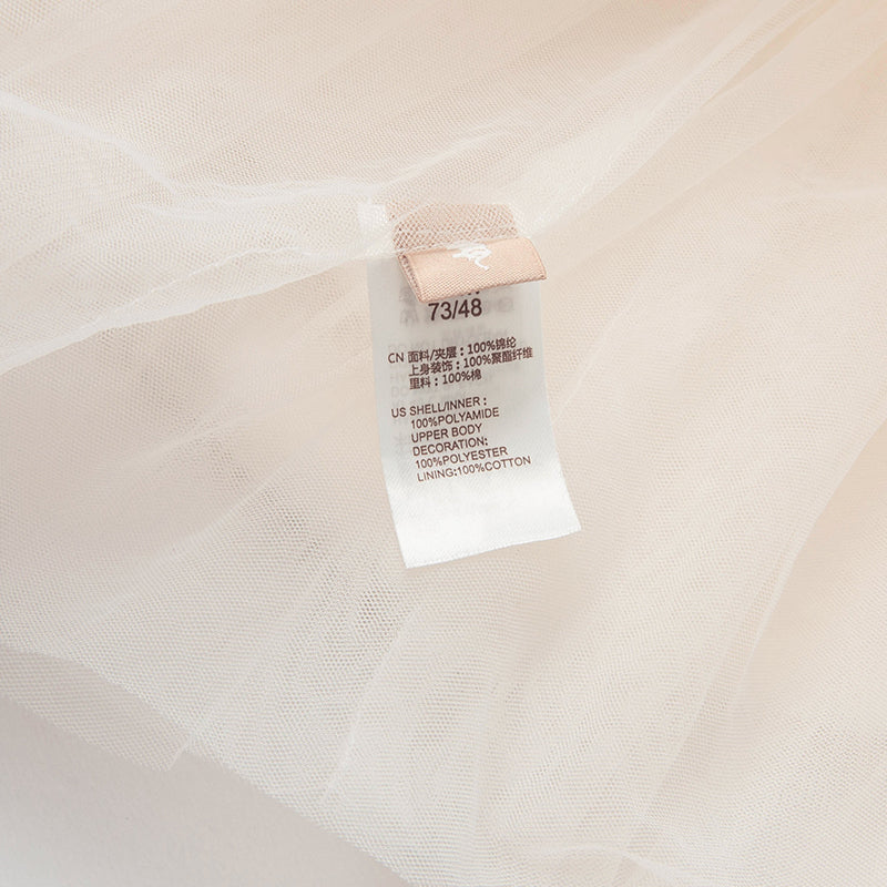 فستان أميرة شبكي بدون أكمام بلون وردي فاتح لحمي للفتيات الصغيرات