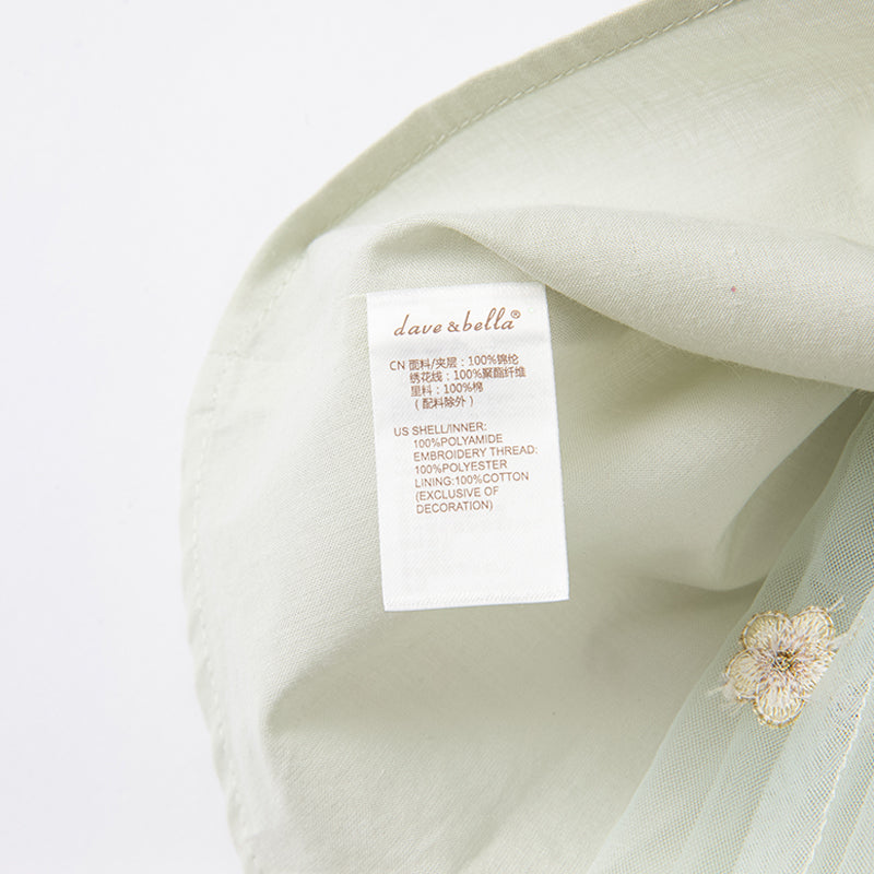 فستان صيفي للفتيات باللون الأخضر مزخرف بالزهور بتصميم حرف A بدون أكمام (يشمل حقيبة عابرة للكتف)