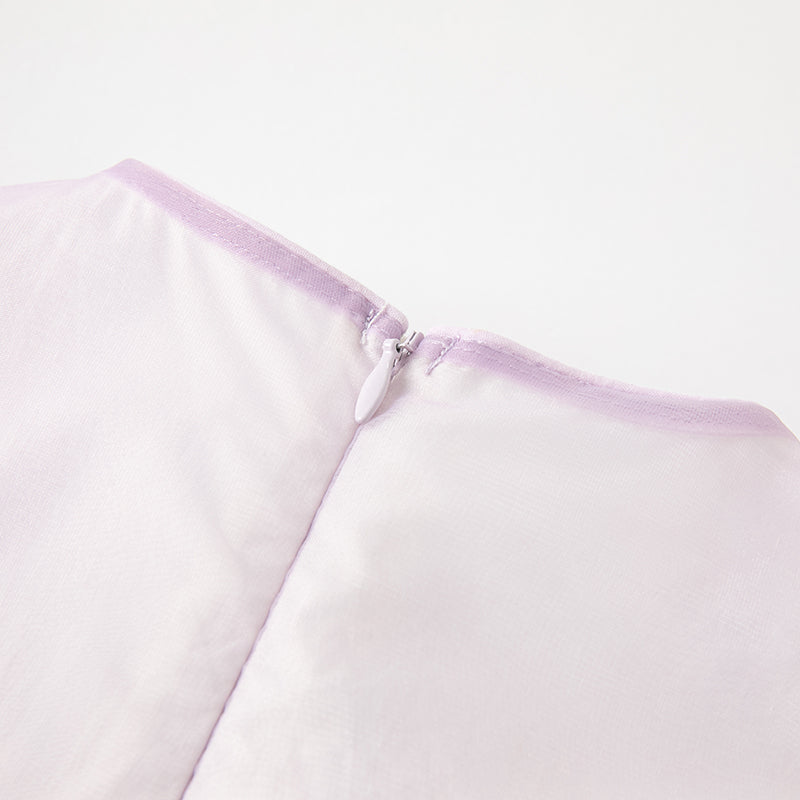 فستان أميرة للبنات مع قوس قابل للإزالة باللون البنفسجي لفصل الصيف