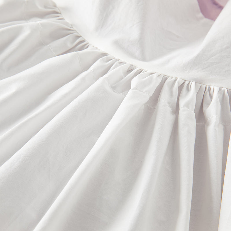 فستان أميرة للبنات مع قوس قابل للإزالة باللون البنفسجي لفصل الصيف