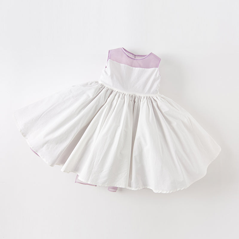 فستان أميرة للبنات مع قوس قابل للإزالة باللون البنفسجي لفصل الصيف