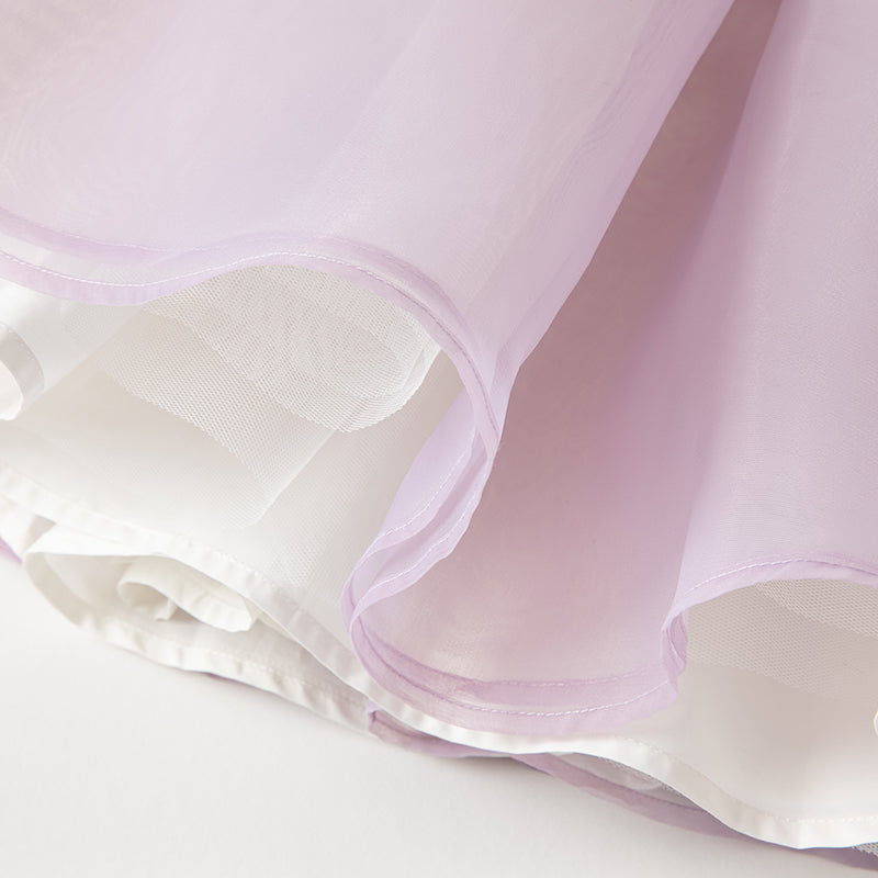 فستان أميرة للبنات مع قوس قابل للإزالة باللون البنفسجي لفصل الصيف