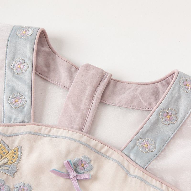 فستان بنات صيفي من التول باللون البنفسجي الفاتح بأسلوب صيني عصري (يشمل زينة تدلي من الخيوط الصينية)