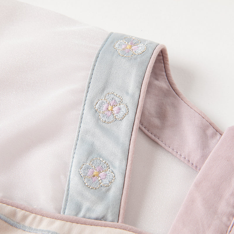 فستان بنات صيفي من التول باللون البنفسجي الفاتح بأسلوب صيني عصري (يشمل زينة تدلي من الخيوط الصينية)