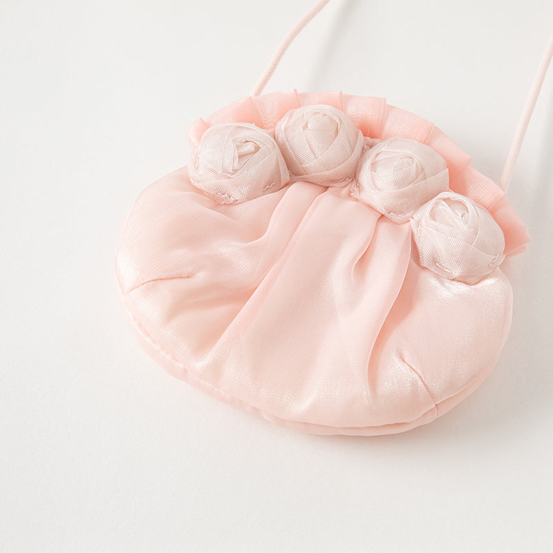 فستان صيفي للبنات بتصميم صيني مزخرف بالزهور (يشمل حقيبة كروس)