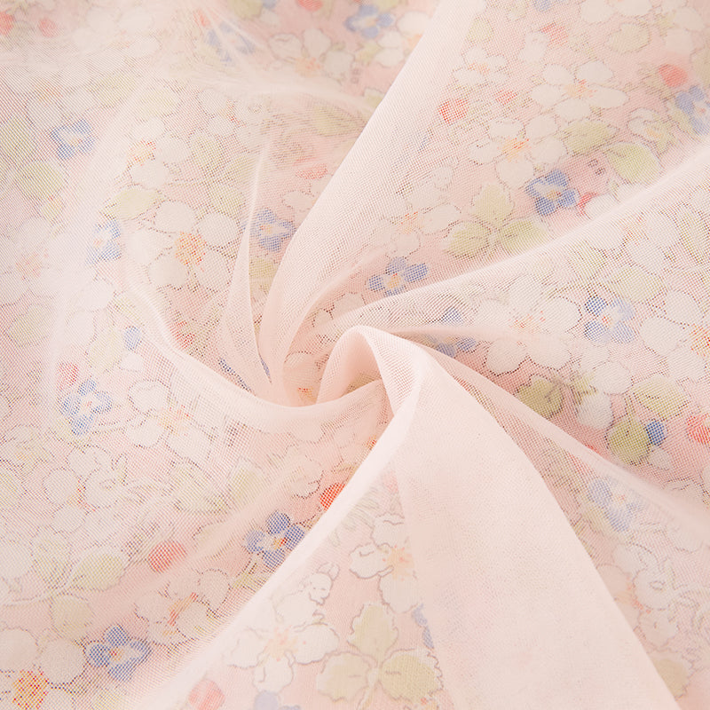 فستان صيفي للبنات بتصميم صيني مزخرف بالزهور (يشمل حقيبة كروس)