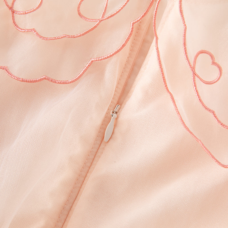 فستان شبكي لصيف بنات الأطفال باللون البرتقالي الوردي