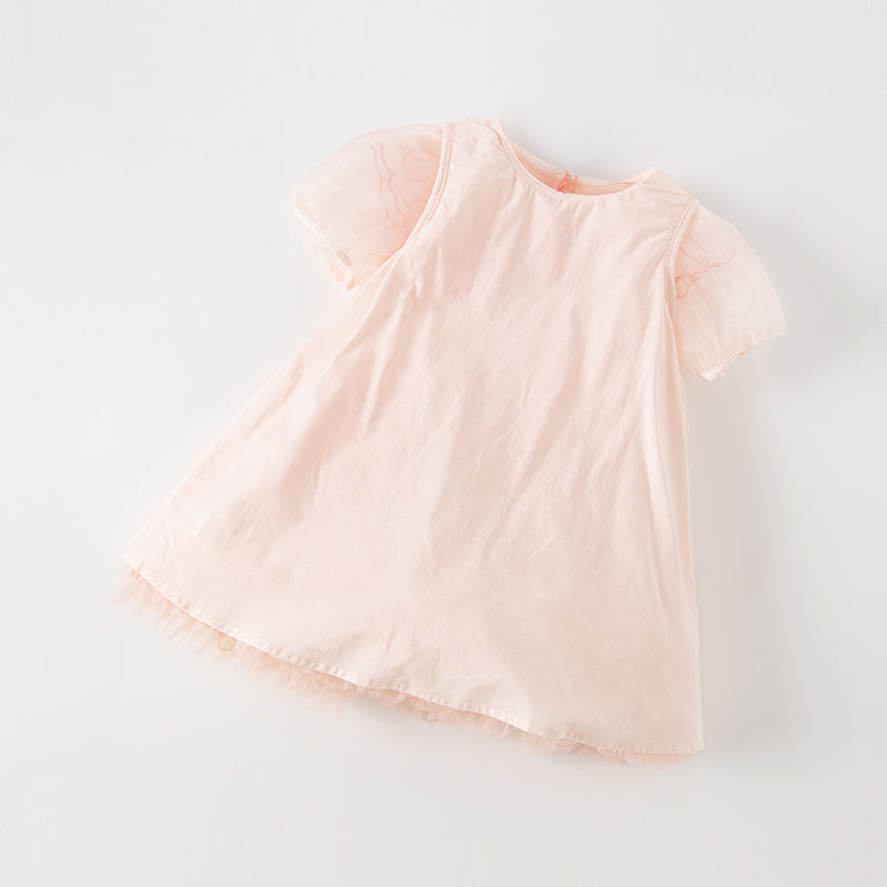 فستان شبكي لصيف بنات الأطفال باللون البرتقالي الوردي