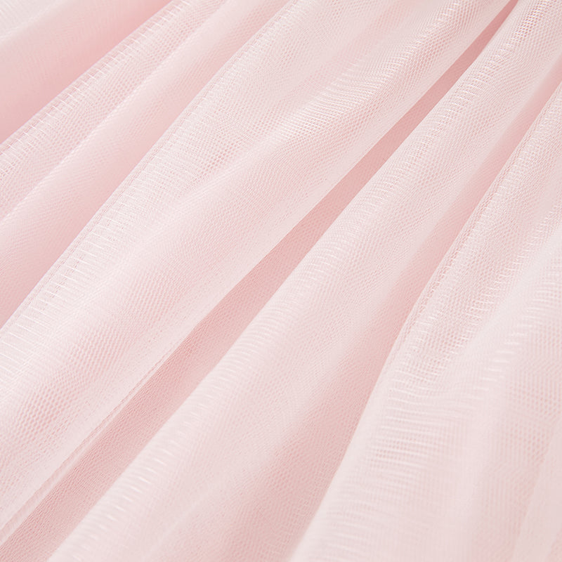 فستان حفلة عيد ميلاد شبكي بدون أكمام للفتيات في الصيف باللون بنفسجي غباري