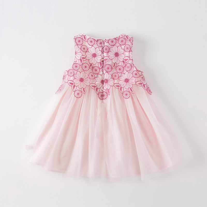 فستان حفلة عيد ميلاد شبكي بدون أكمام للفتيات في الصيف باللون بنفسجي غباري