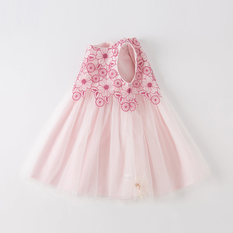 فستان حفلة عيد ميلاد شبكي بدون أكمام للفتيات في الصيف باللون بنفسجي غباري