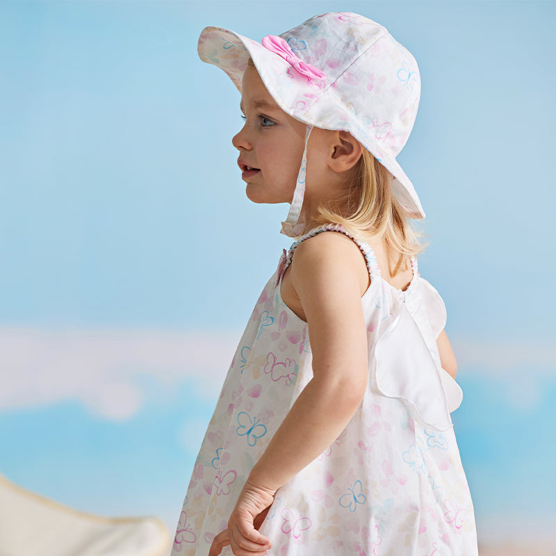 فستان بنات صيفي بطبعة فراشة من القطن بأسلوب أميرة مع عناصر تصميم الفراشة