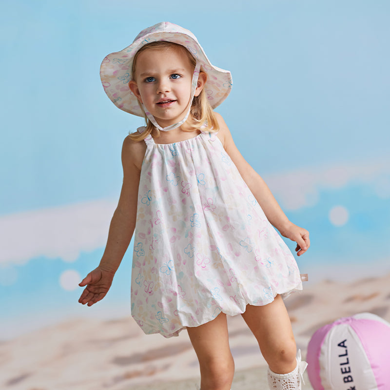 فستان بنات صيفي بطبعة فراشة من القطن بأسلوب أميرة مع عناصر تصميم الفراشة