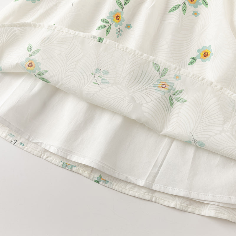 فستان بنات صيفي بطباعة زهرية بقصة على شكل حرف A بأسلوب يومي