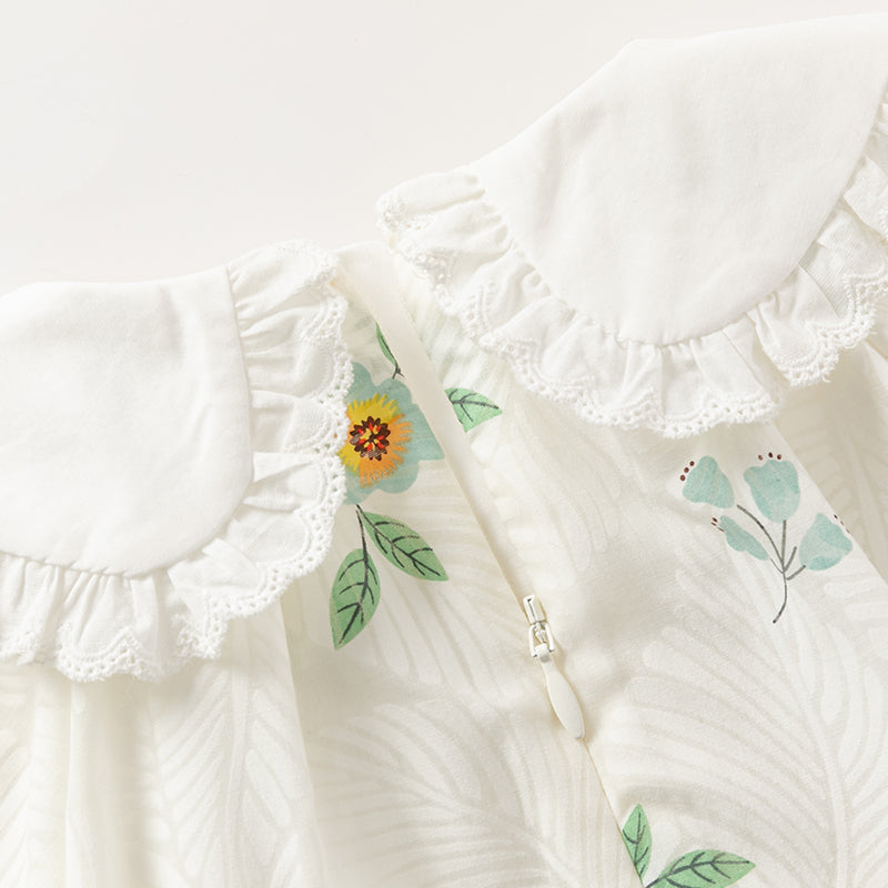 فستان بنات صيفي بطباعة زهرية بقصة على شكل حرف A بأسلوب يومي