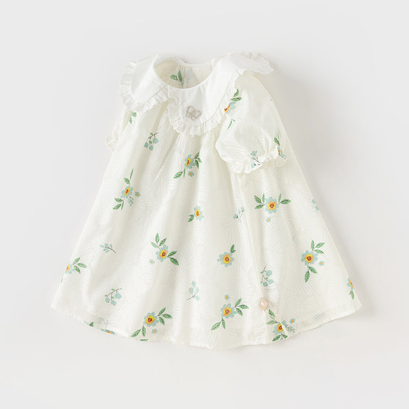 فستان بنات صيفي بطباعة زهرية بقصة على شكل حرف A بأسلوب يومي