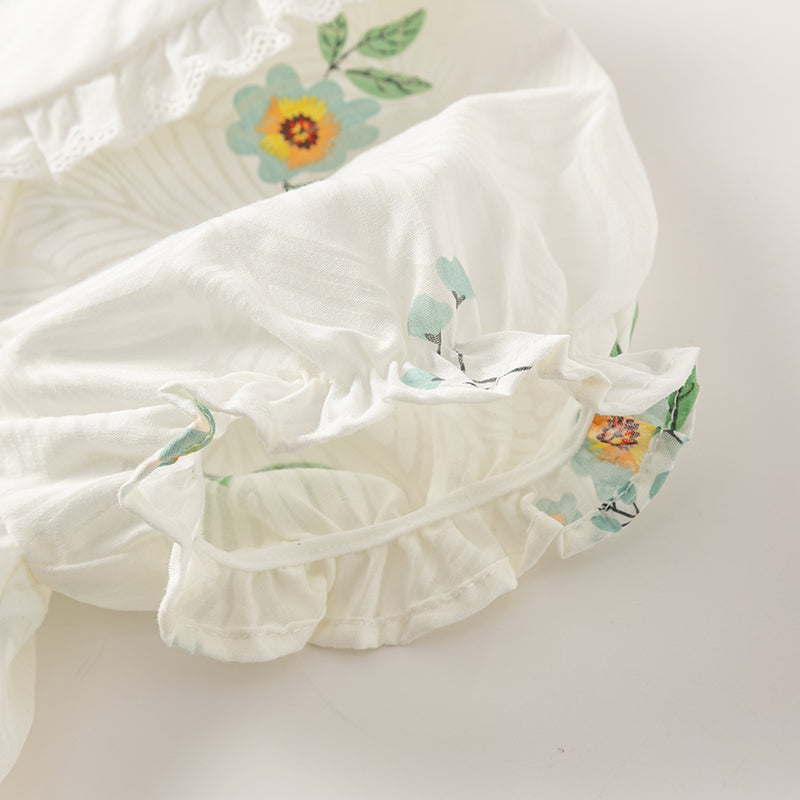 فستان بنات صيفي بطباعة زهرية بقصة على شكل حرف A بأسلوب يومي