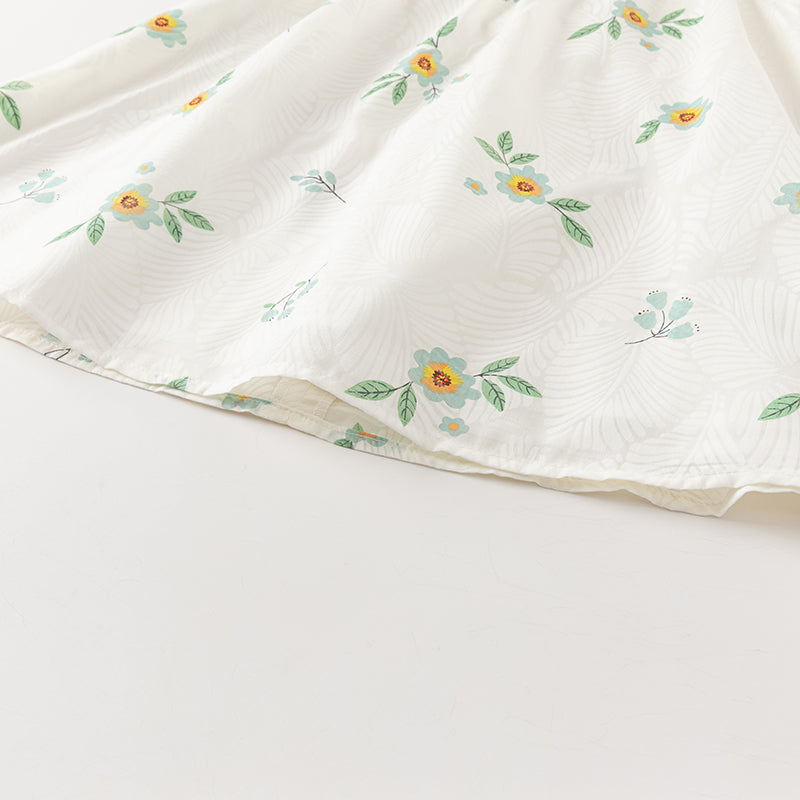 فستان بنات صيفي بطباعة زهرية بقصة على شكل حرف A بأسلوب يومي