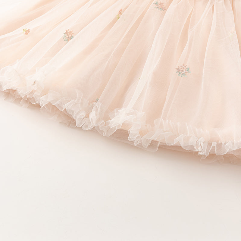 فستان صيفي للبنات الصغيرات من التول باللون الوردي الفاتح بتصميم لطيف (يشمل حقيبة كروس)