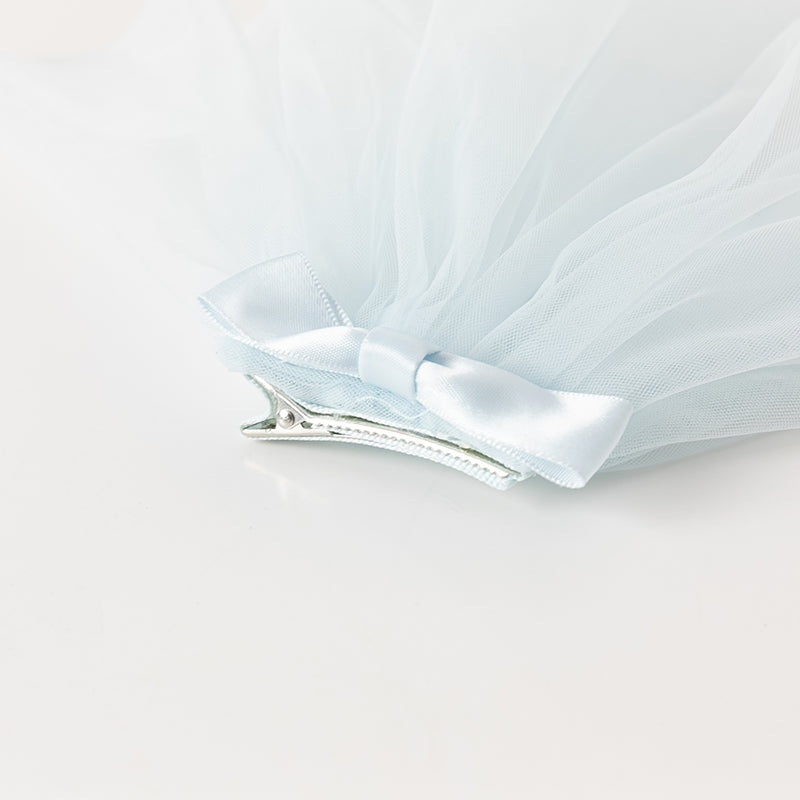 فستان بنات صيفي من التول باللون الأزرق الجليدي تصميم أميري أنيق