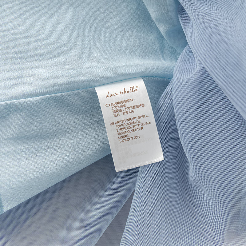 فستان أميرة شبكي متعدد الطبقات بلا أكمام باللون الأزرق لفصل الصيف للفتيات