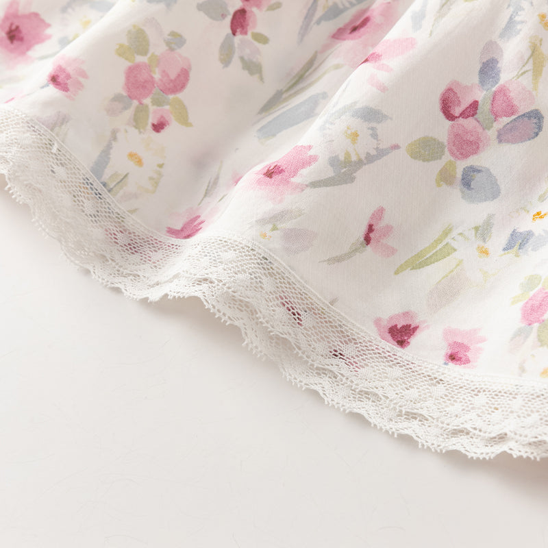 فستان بنات صيفي بدون أكمام بطباعة زهرية مزهرة بقصة على شكل حرف A بأسلوب عطلة