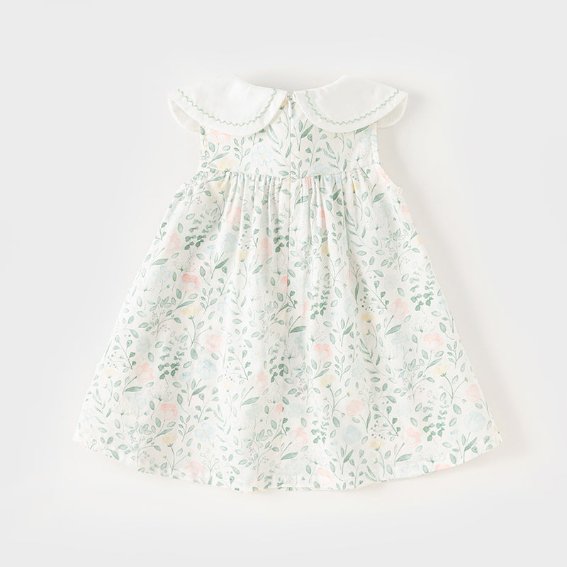 فستان بنات صيفي بطباعة زهرية بقصة على شكل حرف A بأسلوب عطلة