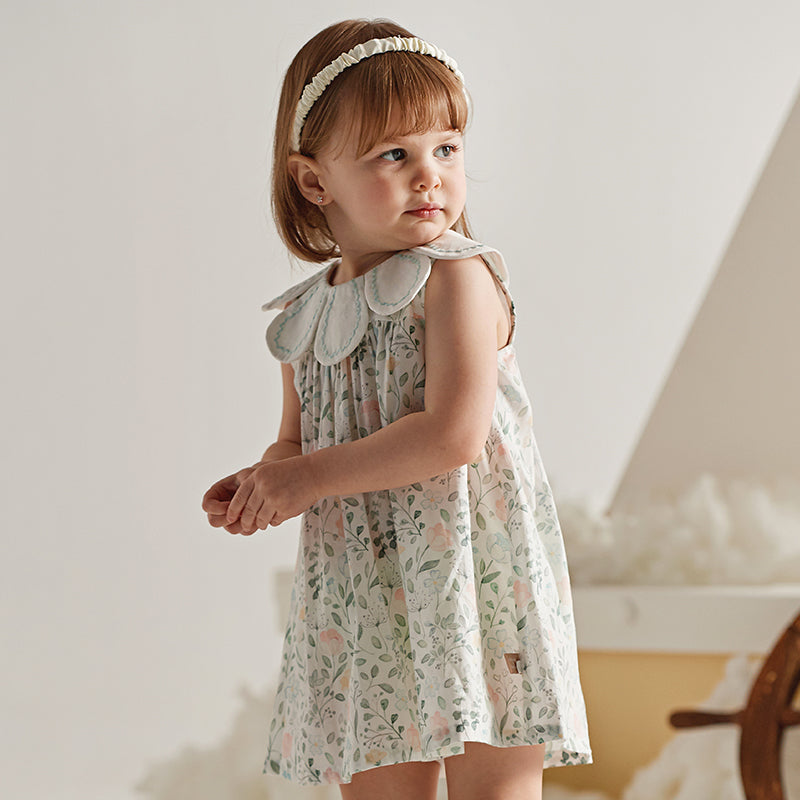 فستان بنات صيفي بطباعة زهرية بقصة على شكل حرف A بأسلوب عطلة