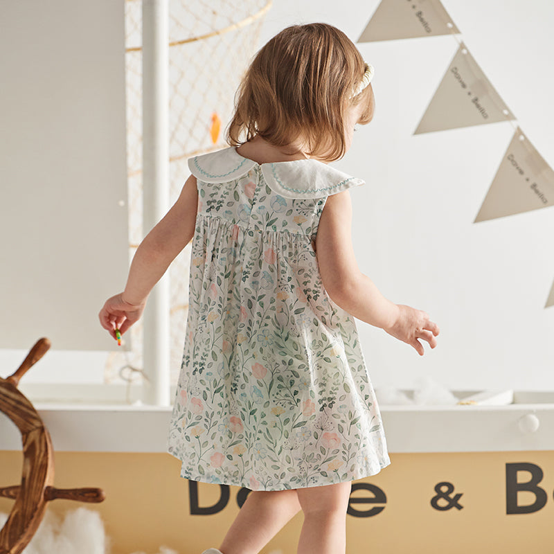 فستان بنات صيفي بطباعة زهرية بقصة على شكل حرف A بأسلوب عطلة