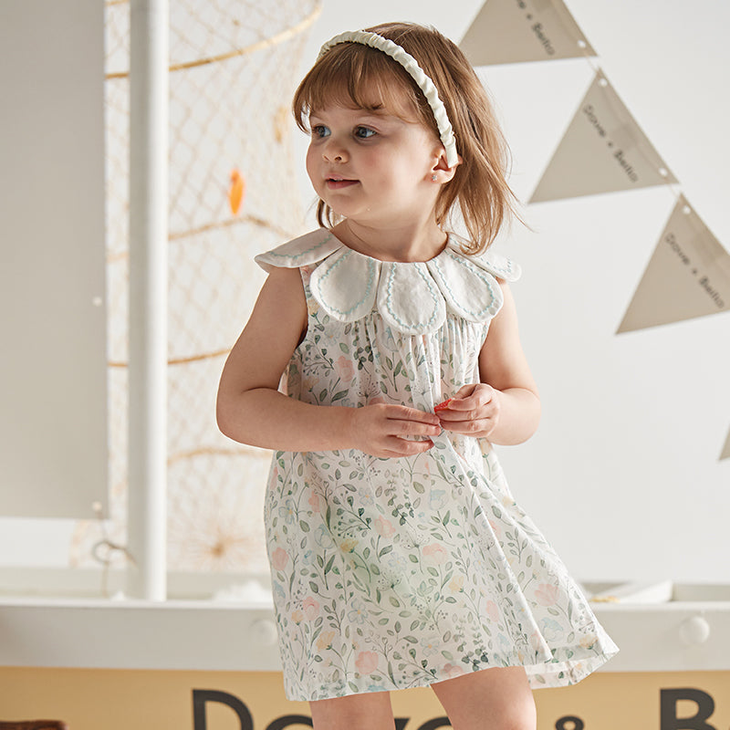 فستان بنات صيفي بطباعة زهرية بقصة على شكل حرف A بأسلوب عطلة