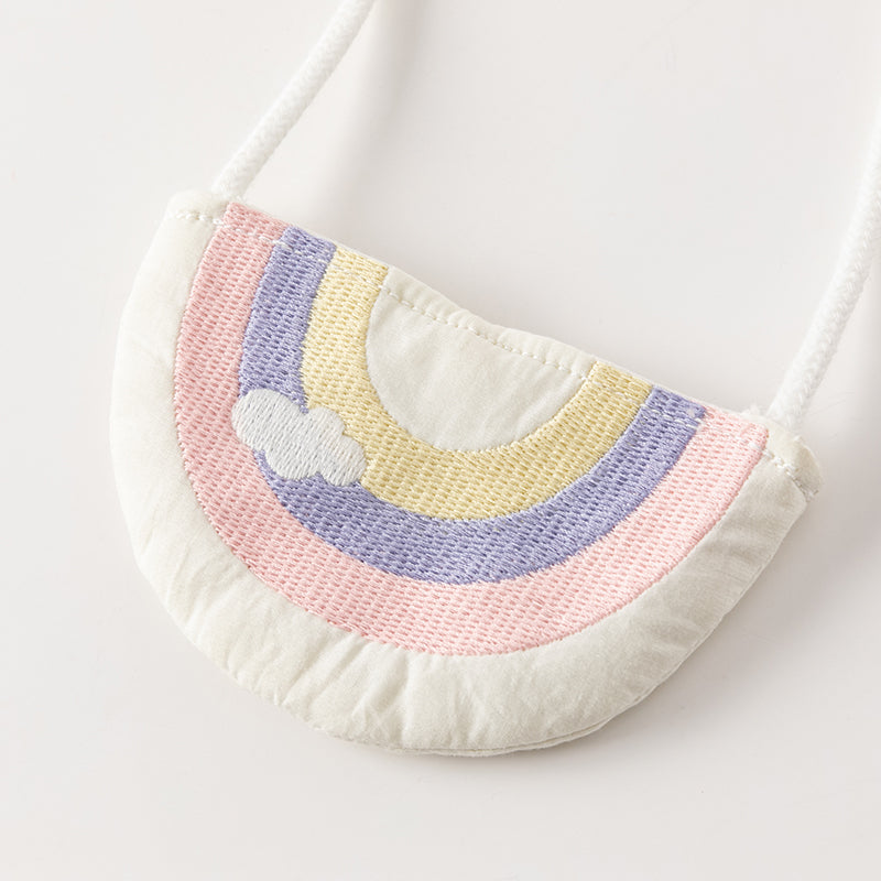 فستان صيفي للبنات الصغيرات من التول الوردي مع تطريز طفولي (يشمل حقيبة كروس)