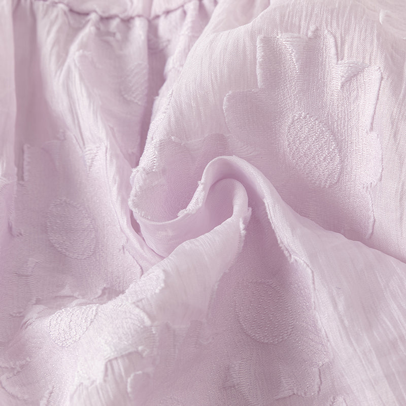 فستان بنات صيفي باللون البنفسجي بأكمام منفوشة بأسلوب صيني عصري