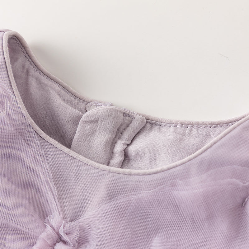 فستان صيفي للبنات الصغيرات من التول باللون البنفسجي مزين بفراشات