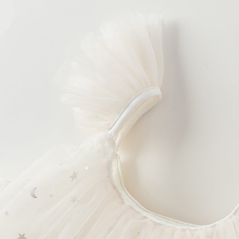 فستان صيفي للبنات الصغيرات بدون أكمام من التول الوردي المتدرج مزين بترتر متلألئ