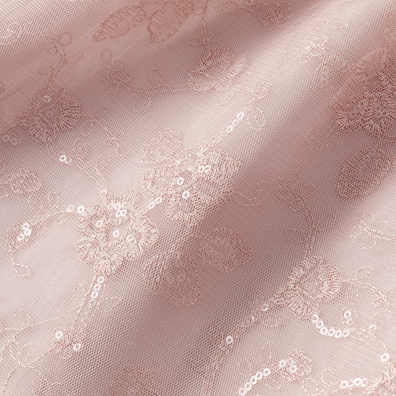 فستان صيفي للبنات الصغيرات من التول باللون الوردي مع تطريز زهور فاخر