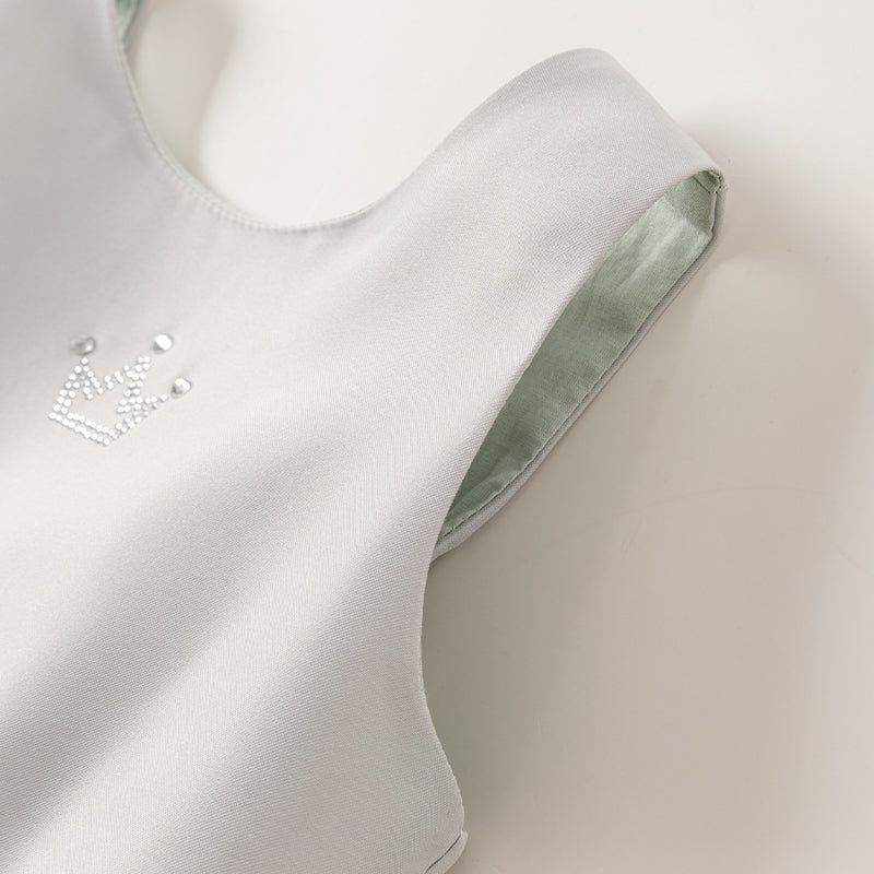 فستان صيفي للبنات الصغيرات بدون أكمام من التول باللون الأخضر على شكل أميرة