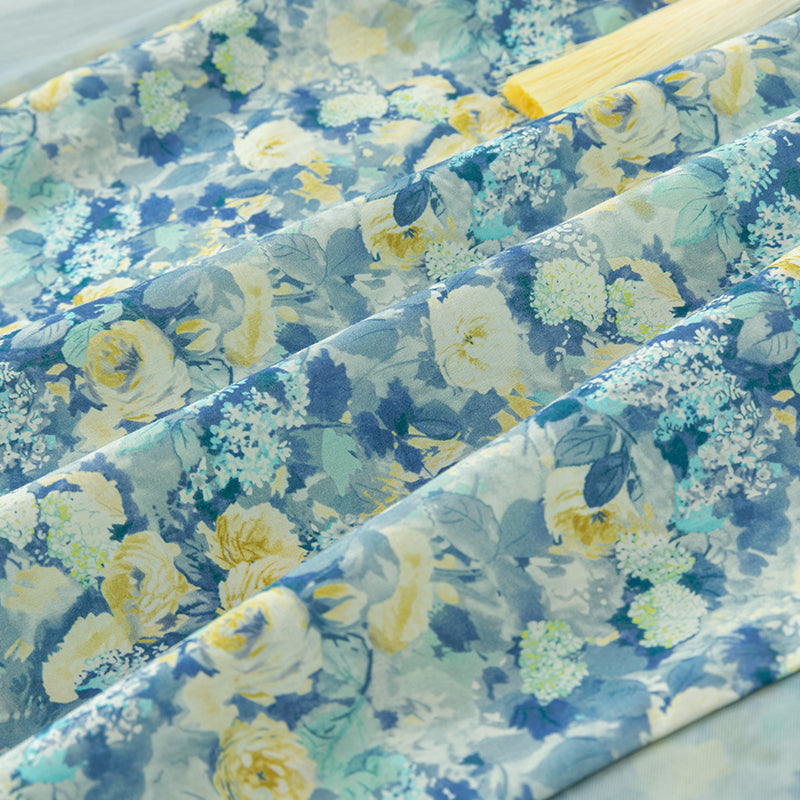 فستان بنات صيفي بطبعة زهرية من التول، أسلوب صيني عصري (يشمل زينة تدلي من الخيوط الصينية)